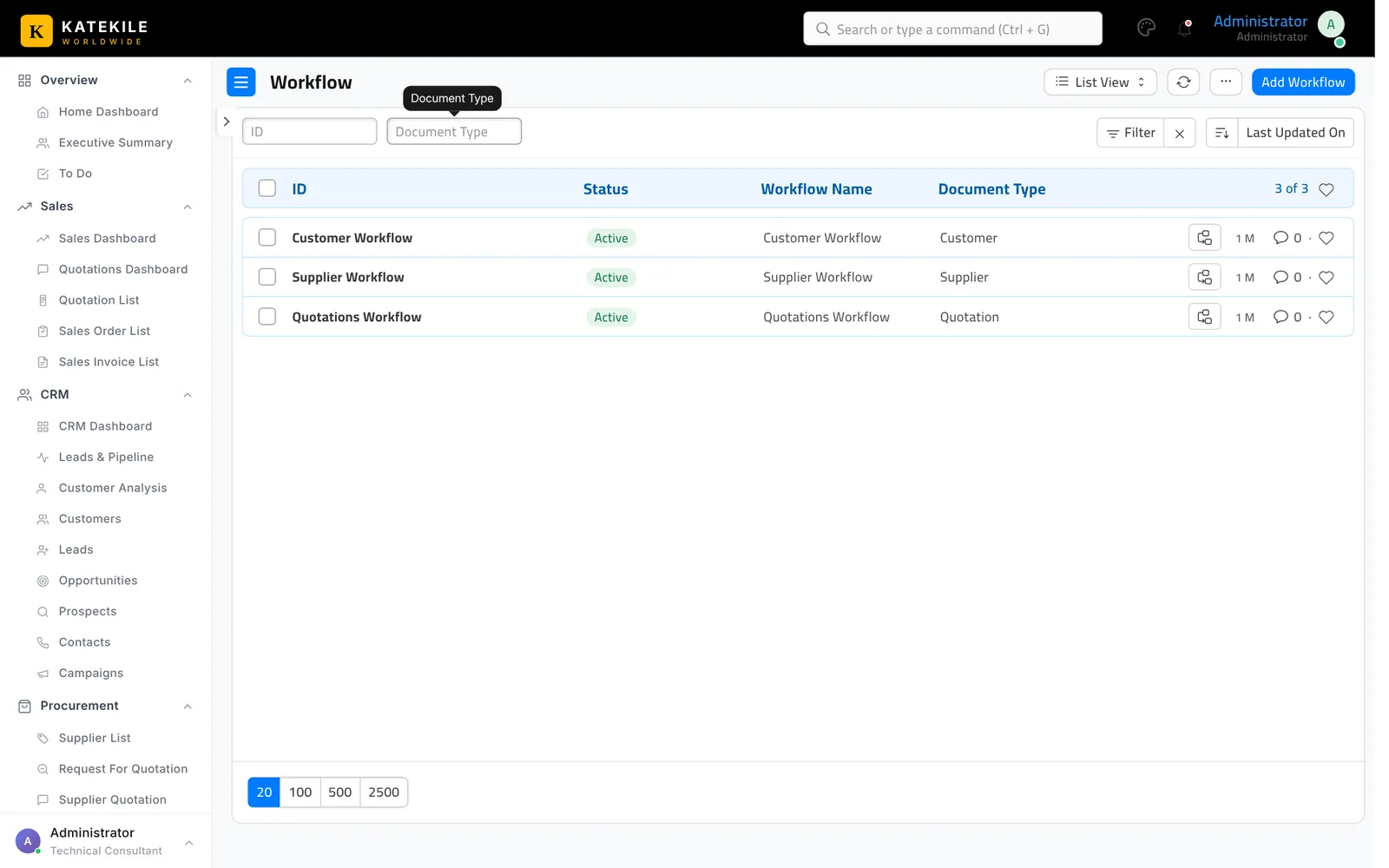 The three Katekile workflows.