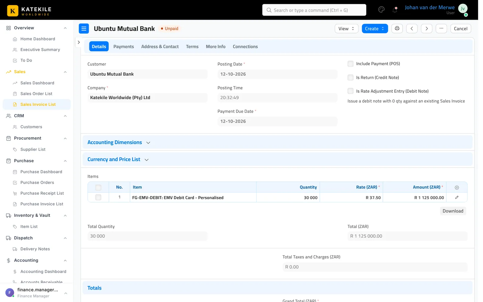 Submitted Sales Invoice.